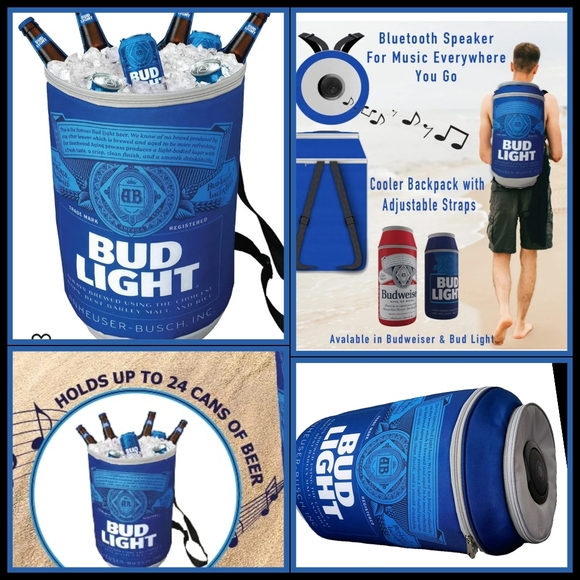 New Bud light can cooler backpack Bluetooth speaker adjustable straps ice beer - Picture 1 of 6